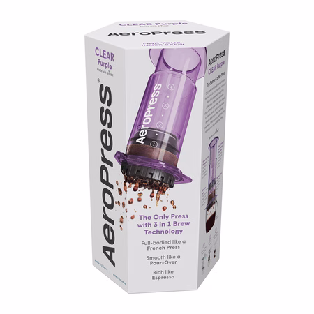 0be7256f74cf7aaa48c673f60cd6368f AeroPress Clear kahvinkeitin - sininen, purppura ja punainen