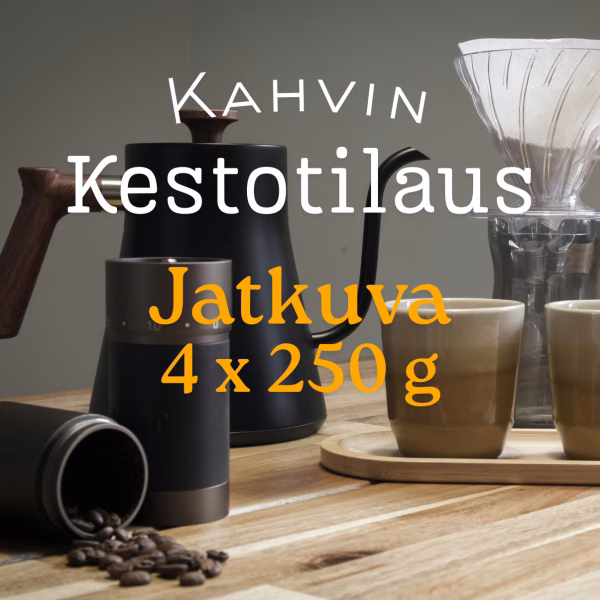 Jatkuva 4x250 Kahvikestotilaus 4 × 250 g tuorepaahtoa Haimoosta